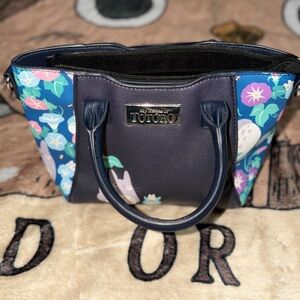 Navy Floral Totoro Mini Purse